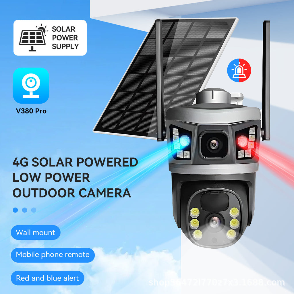 Factory direct sales V380PRO Binocular dual-screen solar-powered low-power outdoor4G Wireless Surveillance Camera