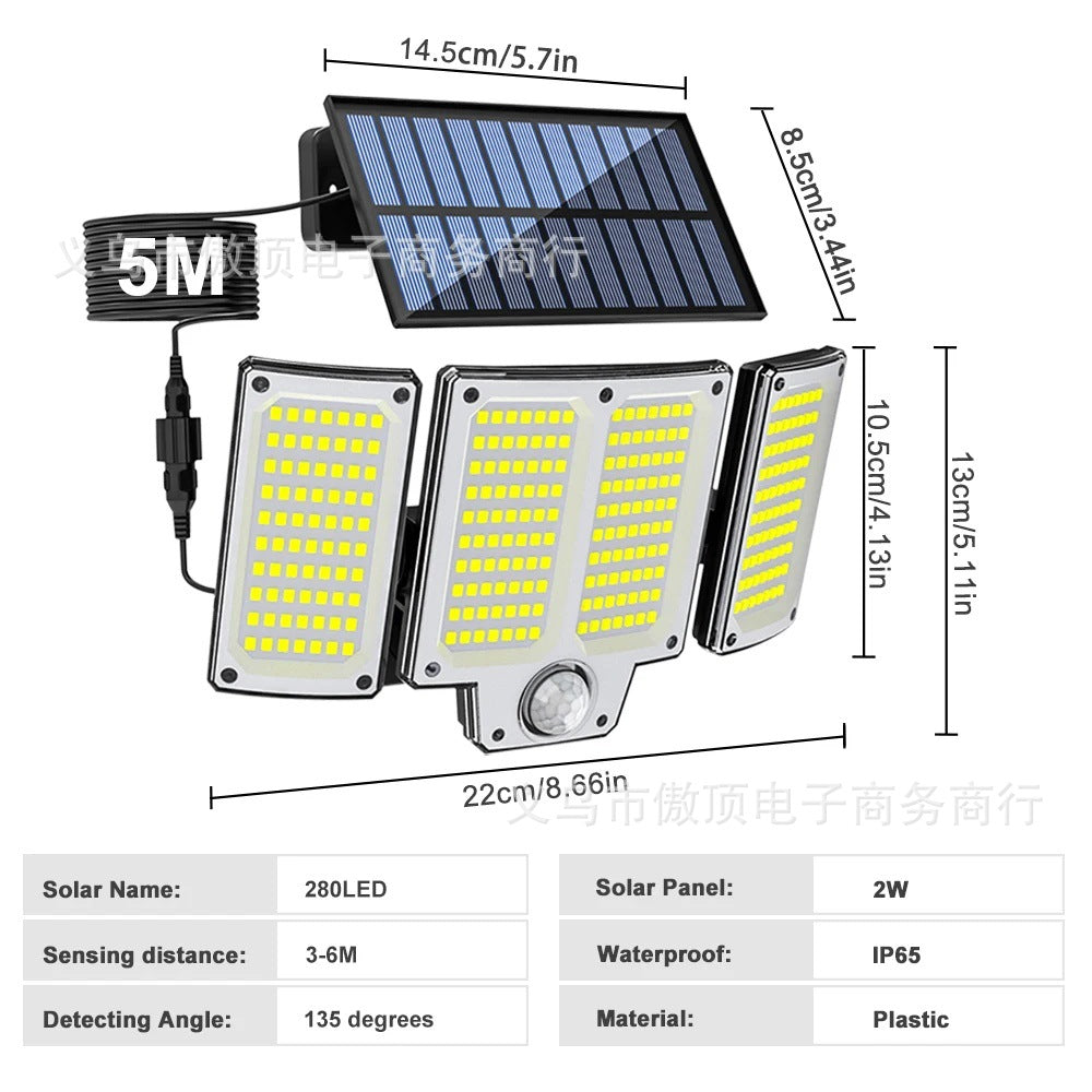 Outdoor Solar Split Street Light, Automatically Brightens After Dark, Garden Light with Human Body Sensor Wall Light Waterproof LED Lamp
