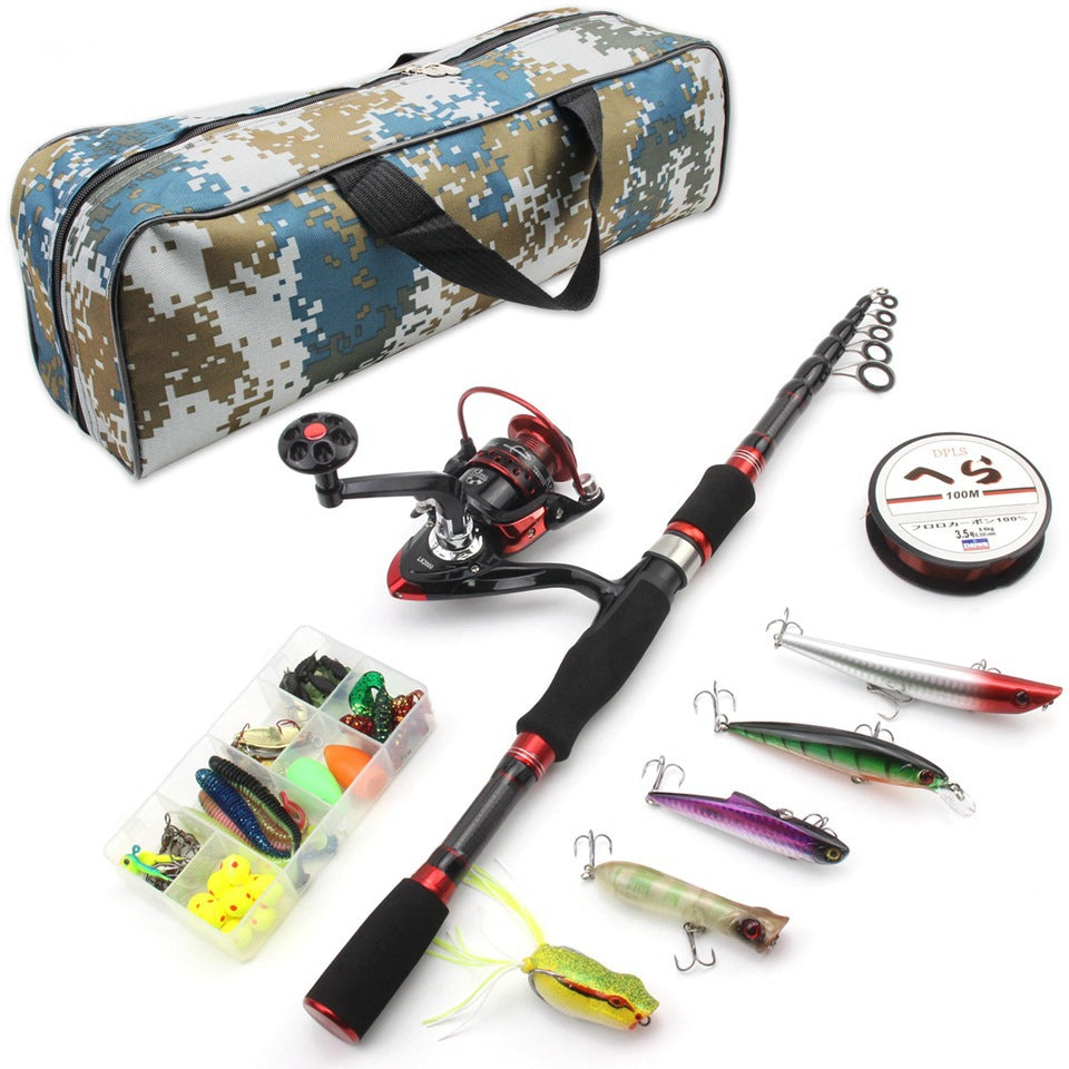 Wholesale Retractable Lure Rod Set Straight Handle Lure Spinning Reel Lure Bait Combination European and American Popular Fishing Gear