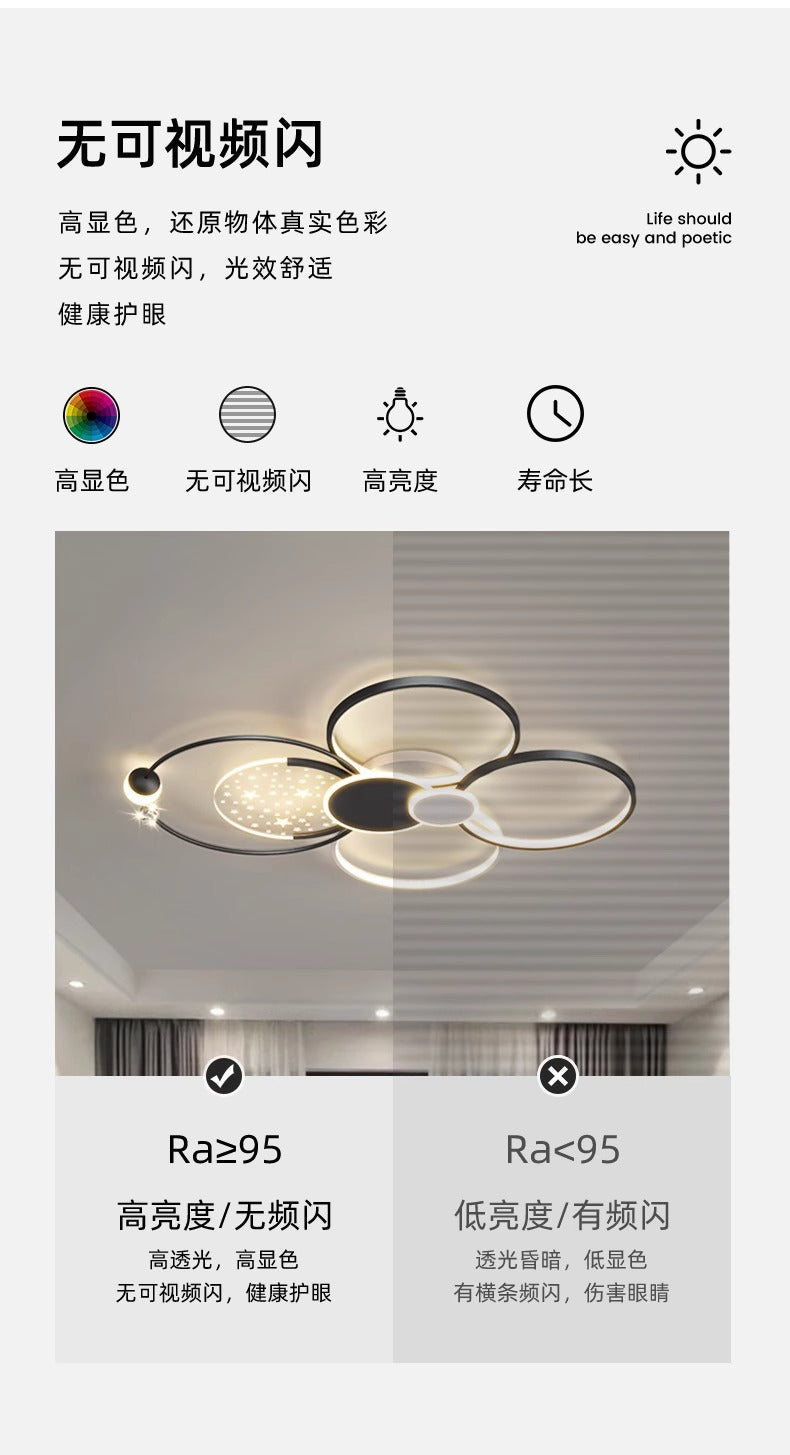 Zhongshan Lamp New Model Living Room Lamp Modern Simple Elegant Full Spectrum High-end Main Lamp Whole House Package Combination Lighting Fixture