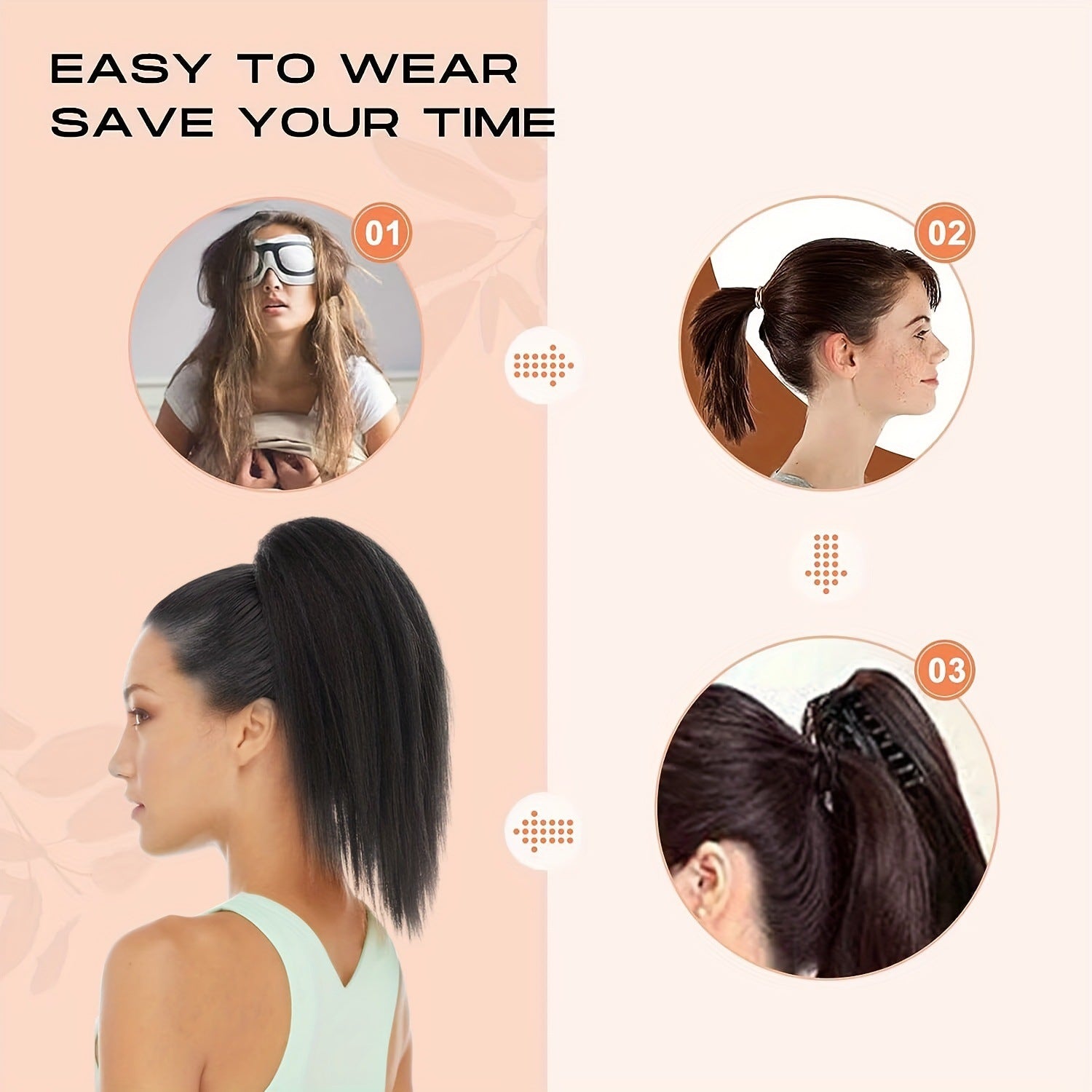 European and American Style Claw Clip Ponytail Wig yaki Ponytail Fluffy Straight Hair Short Ponytail African Synthetic Long Hair Braid