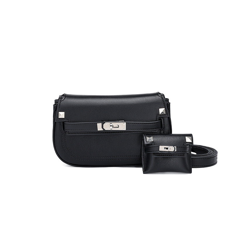 European and American Style Casual Women's Small Crossbody Bag2025New Fashionable Lightweight Single Shoulder Crossbody Bag with Buckle Genuine Leather Kelly Bag