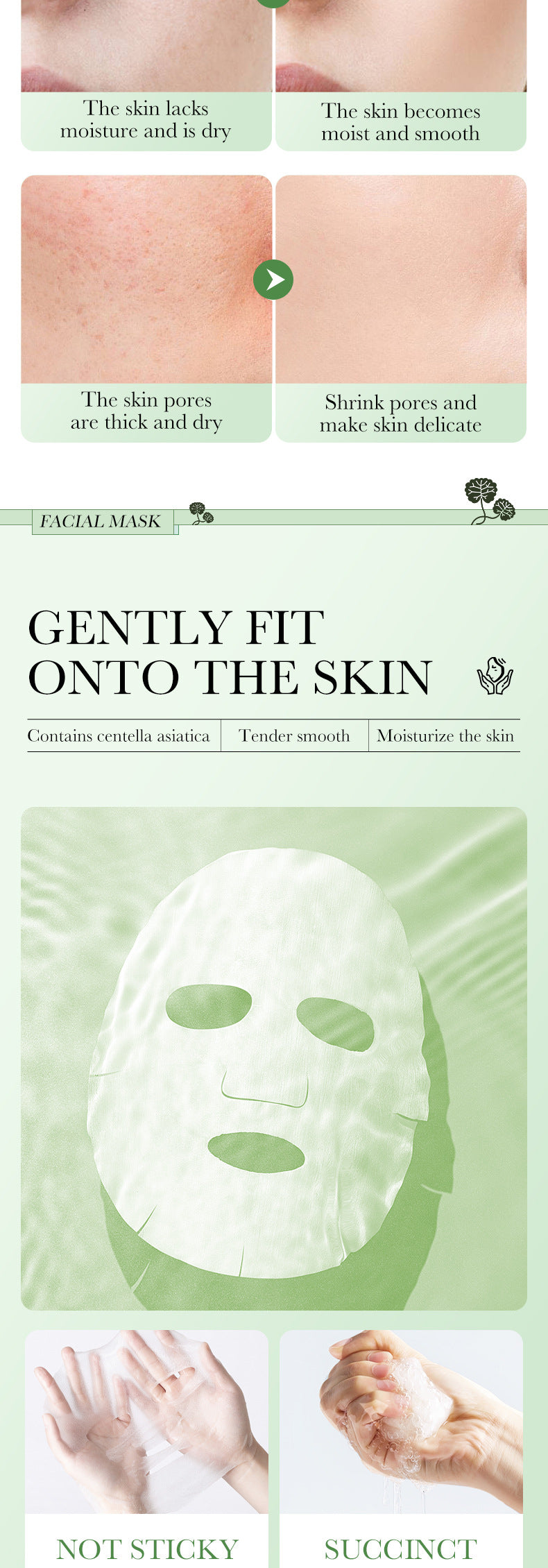 Centella Asiatica Facial Mask25g BIOAOUA Hydrating, rejuvenating, moisturizing, and nourishing cross-border wholesale