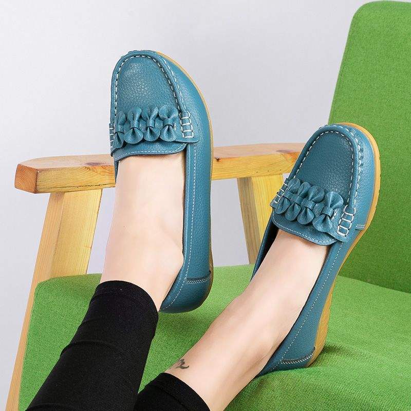 Women's Shiny Loafers2025Autumn New Style Wedge Mid-Heel Flat Shoes with Soft Sole for Moms