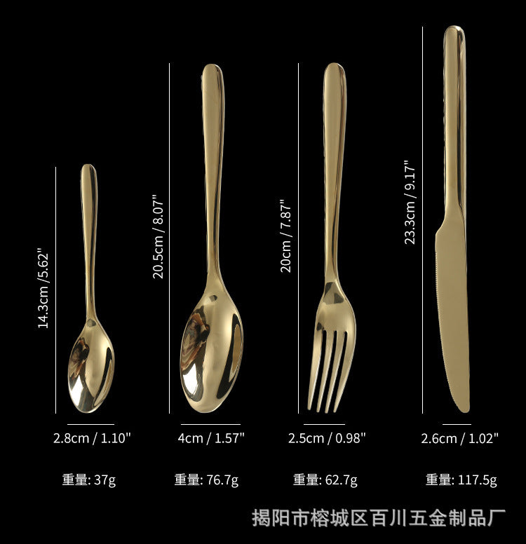201Stainless Steel Knife Fork Spoon Heavy Moonlight Tableware Western Food Hotel Household Steak Knife Fork Dessert Spoon Wholesale