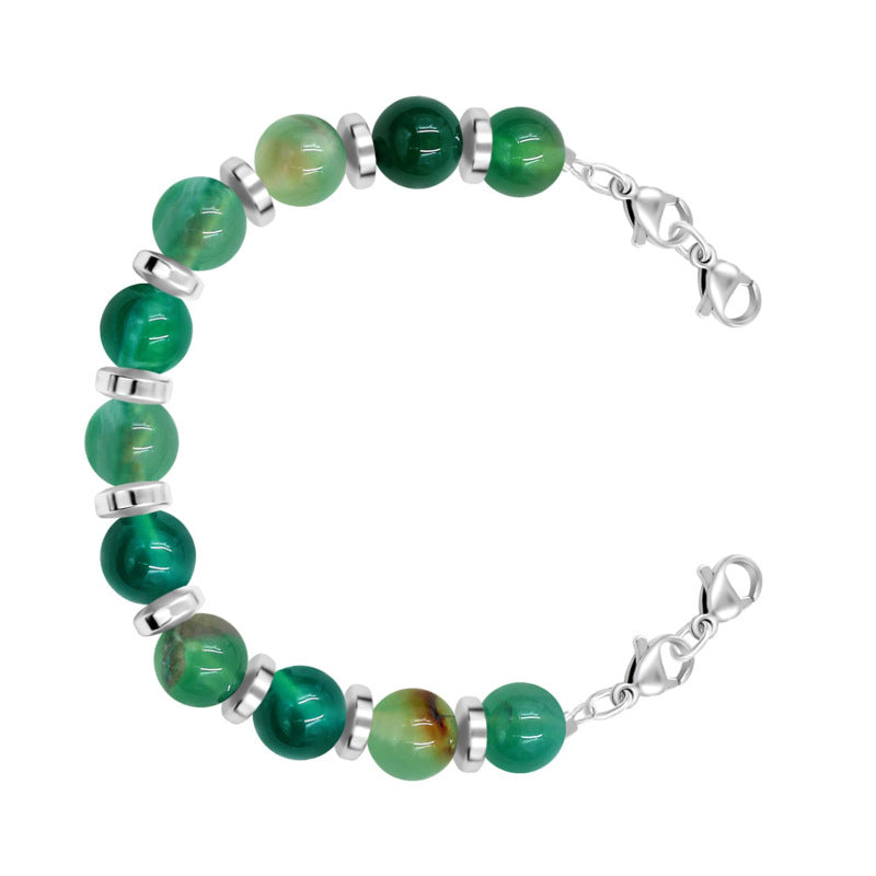 Women's Protein Yellow Jade Bracelet with Lobster Clasp, Can Hang Pendants DIY Bracelet8mm Beaded Agate Tiger Eye Spacer Bracelet