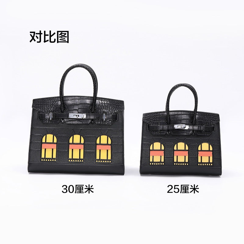 2024New Style House Bag Feel Platinum Bag Crocodile Pattern Casual Versatile Elegant Handbag Single Shoulder Crossbody Bag