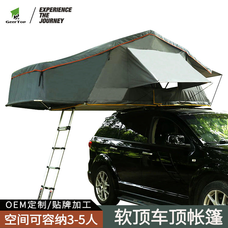 Large Space Triangular Roof Tent3-5Outdoor Camping Automatic Soft Top Car Tent Quick Open Rainproof