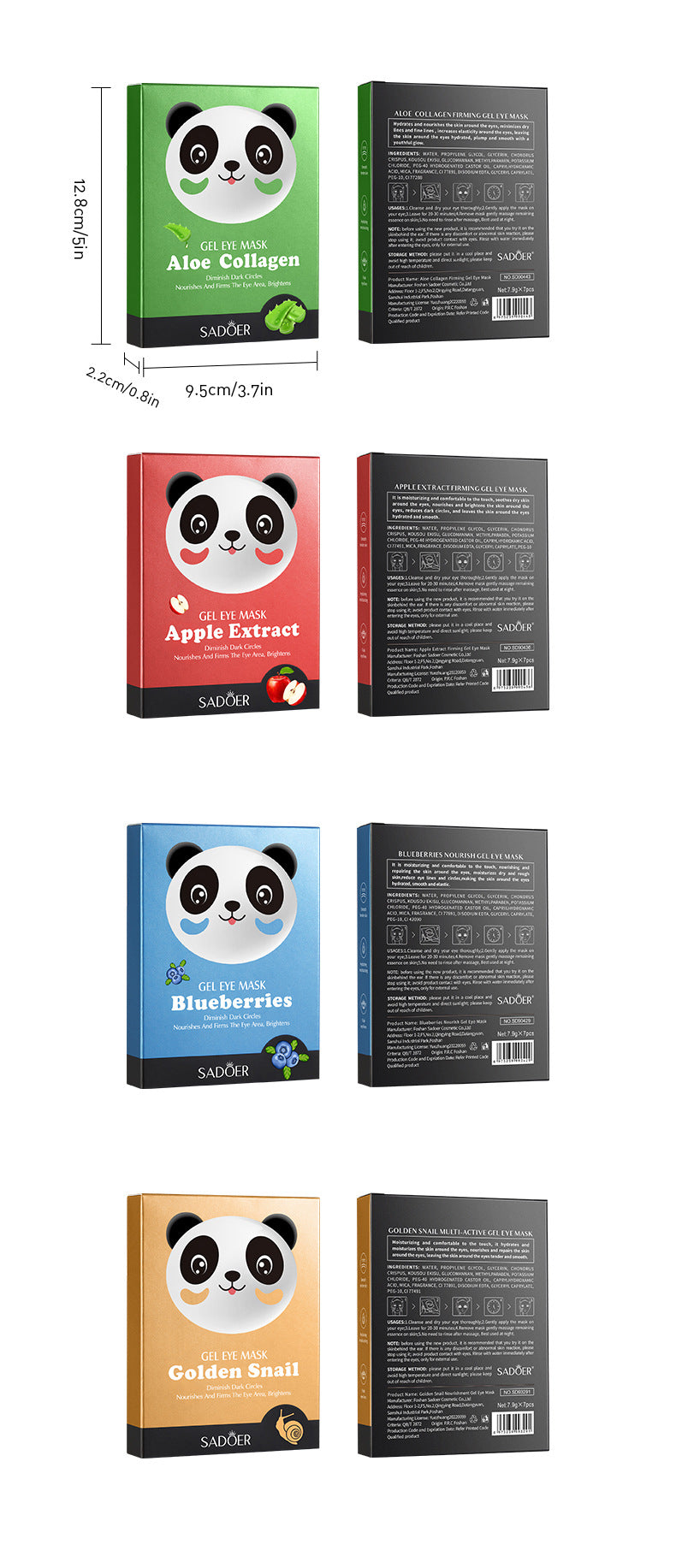 Cross-border Panda Eye Mask Stickers7.9g*7pcs Plant and Fruit Hydrating Moisturizing Eye Mask Wholesale for Foreign Trade