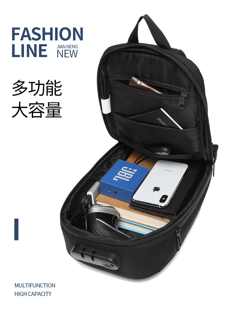 OZUKO Anti-theft Men's Chest Bag Waterproof Oxford Cloth Single Shoulder Crossbody Bag Chest Portable Multifunctional Trendy Bag