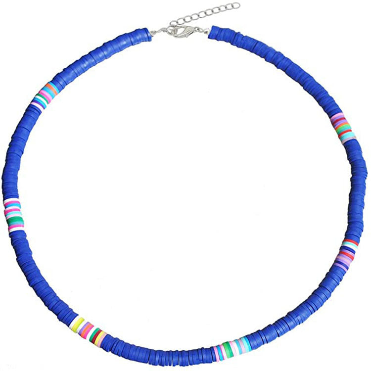 Hawaiian Women's Collarbone Chain6mm Colorful Soft Clay Lobster Clasp Chain Necklace Beach Soft Clay Necklace