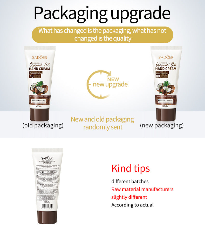 Full English Coconut Hand Cream SADOER Hydrating, moisturizing, anti-chapping, nourishing hand cream for  foreign trade wholesale