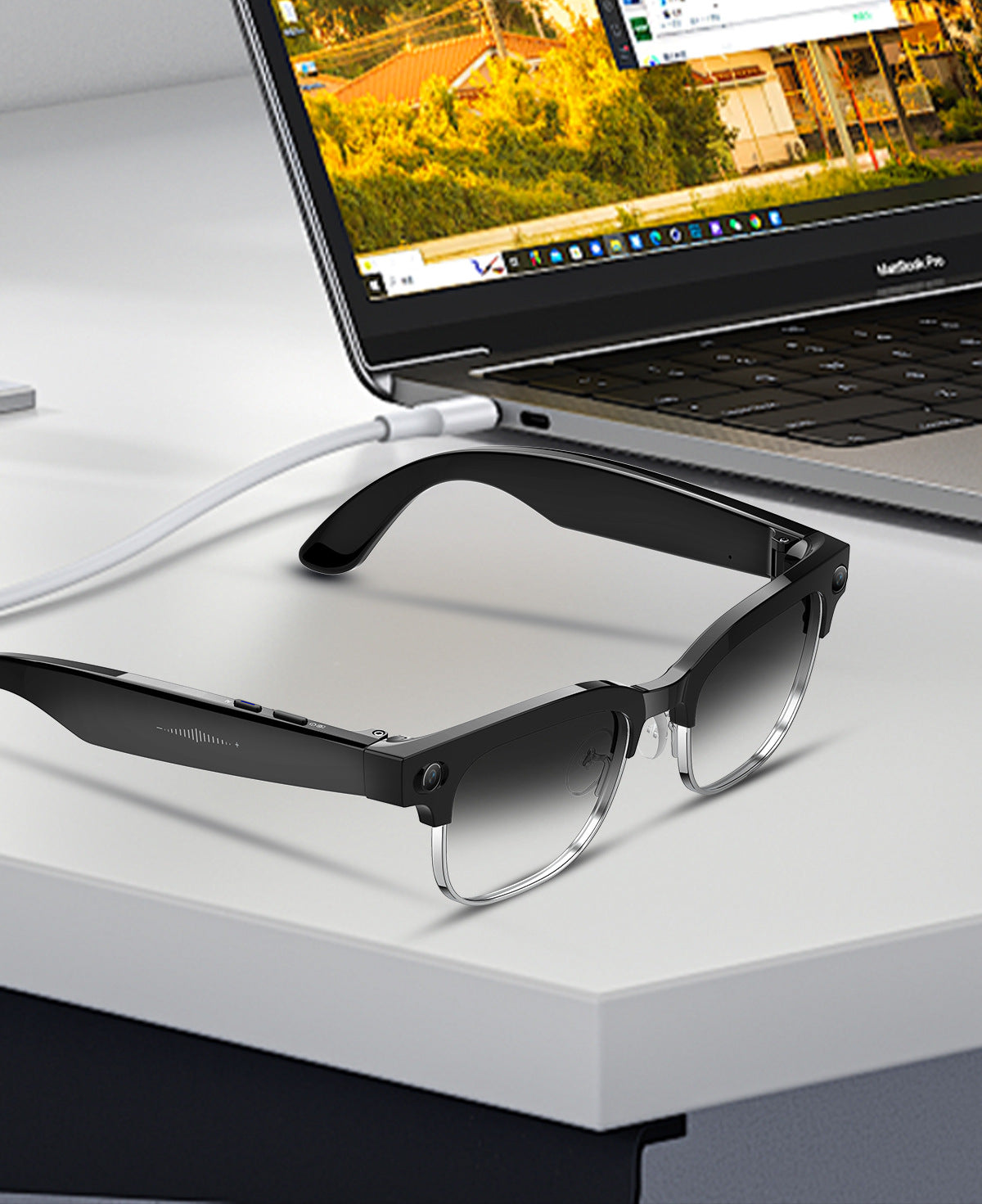 W630Smart Glasses800Megapixel photochromic lens with image stabilization for video recording AI Simultaneous Translation Recognition