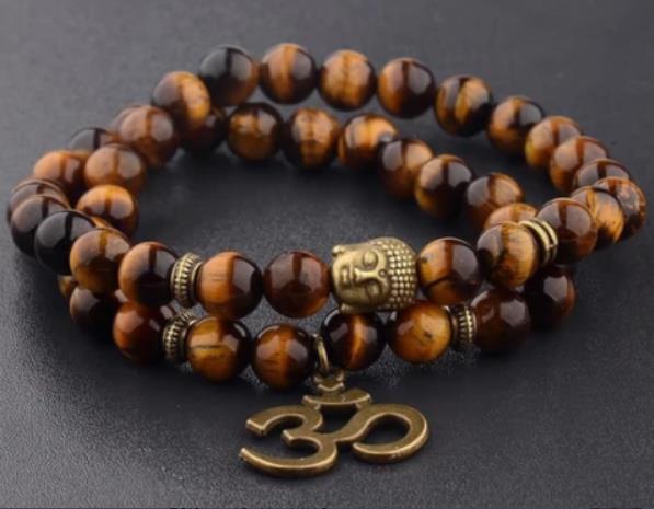 108Pink Quartz Bracelet Lotus Lucky Tree Pendant Labradorite Braided Bracelet Agate Tiger Eye Elastic Bracelet