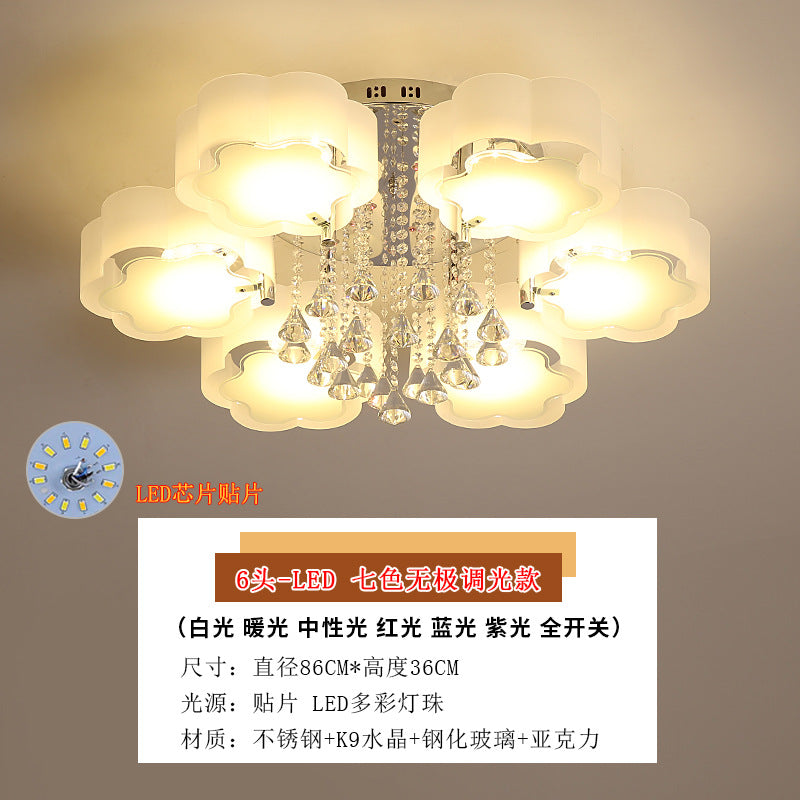 Living Room Lamp Crystal Lamp LED Ceiling Lamp Round Bedroom Lamp Simple Modern Elegant Home Dining Room Balcony Lighting