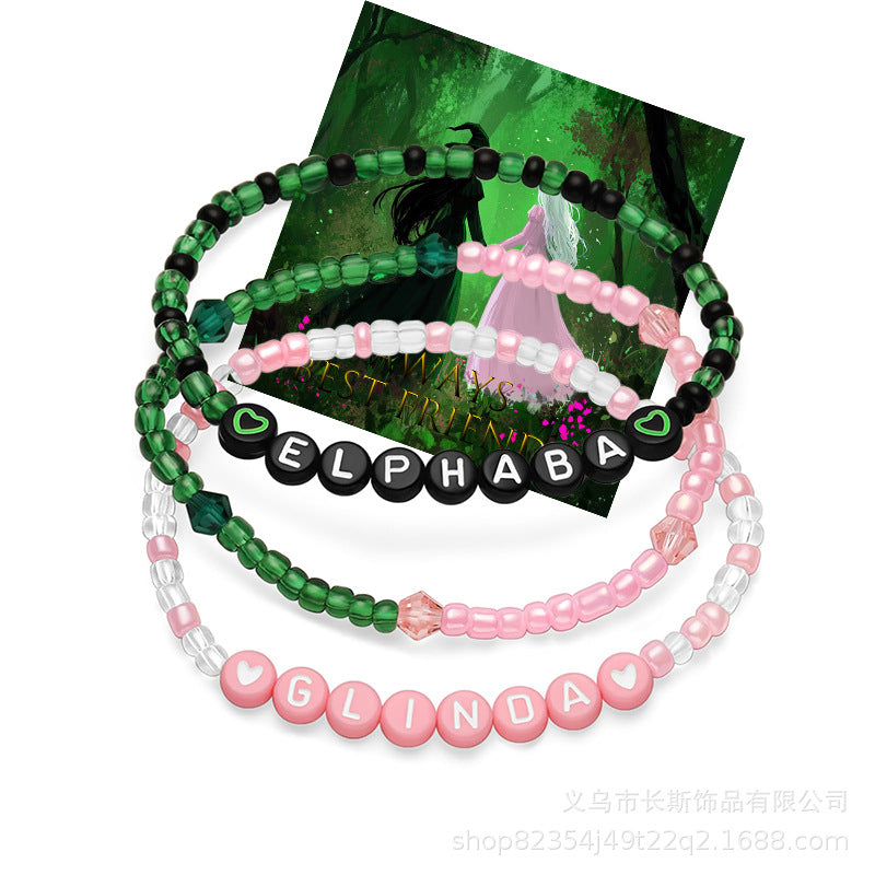 New Product WITCH Witch Bracelet Women's Friendship Gift Rice Beads GLINDA Alphabet Soft Clay Bracelet Set