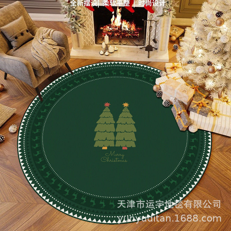 Christmas Carpet Round Living Room Mat Christmas Decoration Atmosphere Mat Christmas Tree Mat Labeling and Shipping