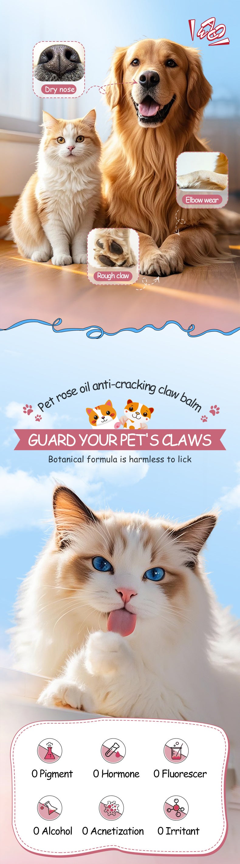 Pet Paw Balm EXGYAN Rose Flower Oil Anti-Dry Crack Paw Hand Cream Cross-Border Foreign Trade Wholesale