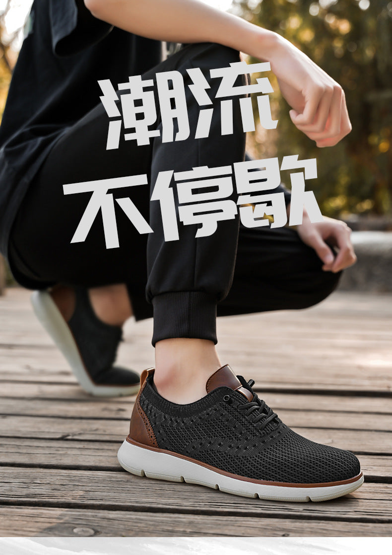 Foreign Trade Large Size Men's Shoes Lightweight Casual Sports Shoes Breathable Flyknit Mesh Loafers One-Piece Dropshipping Fashion Versatile