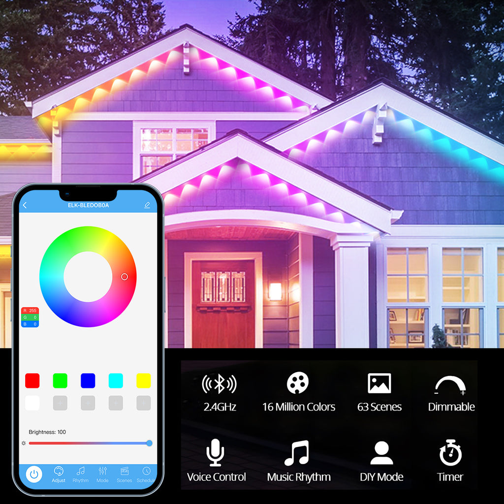 RGB Eaves Light Bluetooth Eaves Light String LED Eaves Lamp Outdoor Waterproof Eaves Lamp Room Eaves Lamp Symphony Eaves Lamp