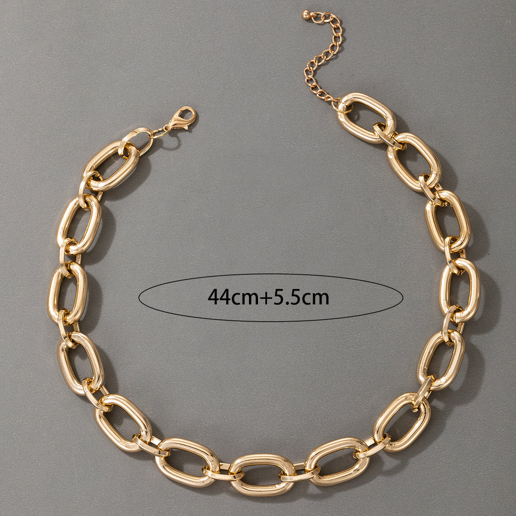 European and American Ornament Fashion Hip-Hop Short Thick Chain Geometric Necklace Metal Exaggerated Necklace