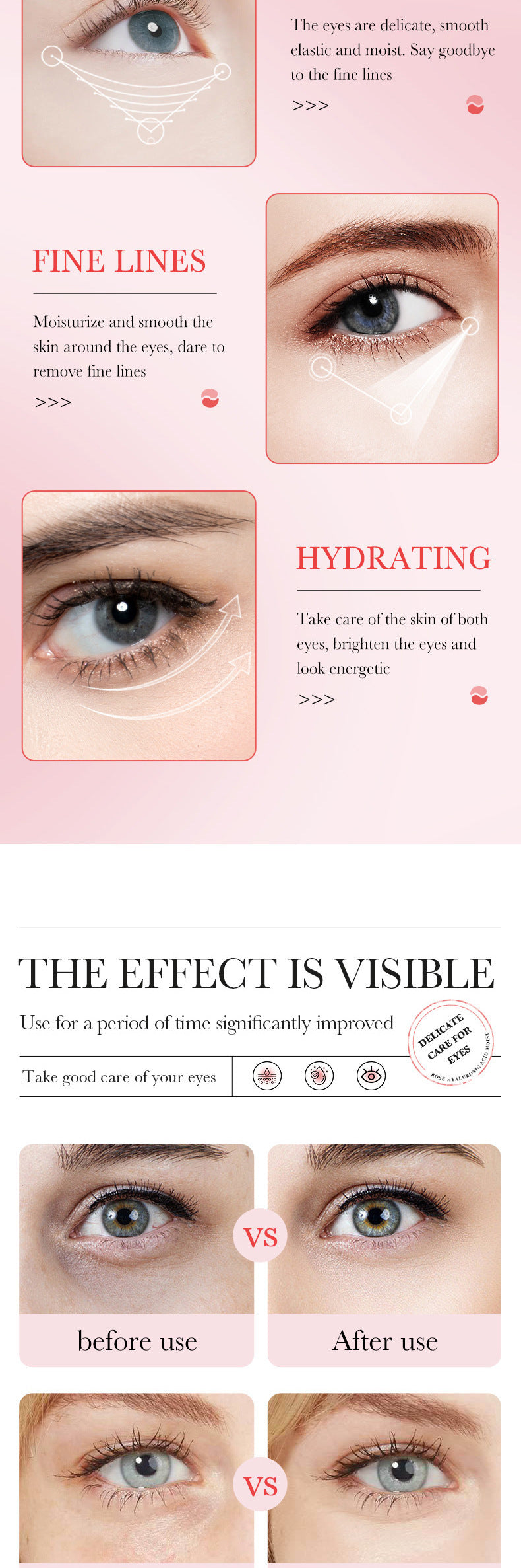 foreign trade BIOAOUA Rose Hyaluronic Acid Moisturizing Eye Mask Hydrating and Moisturizing Eye Mask Wholesale