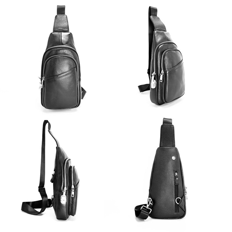 Anti-theft Fingerprint Lock Bag Top Layer Cowhide Men's Single Shoulder Crossbody Bag Multifunctional Crossbody High-end Genuine Leather Chest Bag