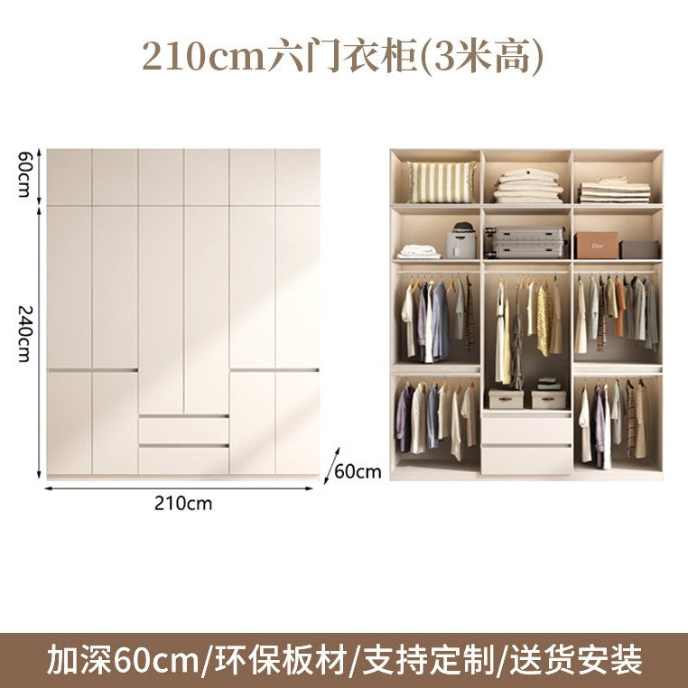 2025New Cream Style Wardrobe for Home Bedroom, Segmented Simple Modern Storage Cabinet, Large Coat Closet