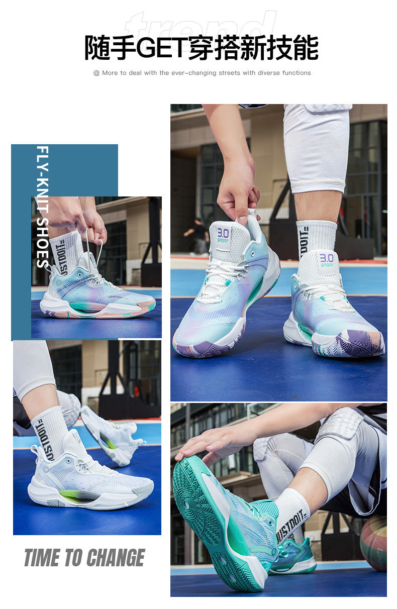 New Trendy Fashion Basketball Shoes Breathable Mesh Sports Shoes High Top Luminous Lightweight Comfortable Men's Sneakers