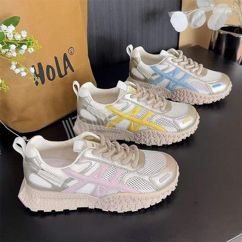 2025Mesh De Xun Summer New Fashion Casual Forrest Gump Shoes Breathable Sneakers Lightweight Thick Sole