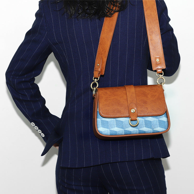 Women's Summer New Trend Retro Small Square Bag Personality Stylish Color-Block Shoulder Bag High-Quality Crossbody Bag for Women