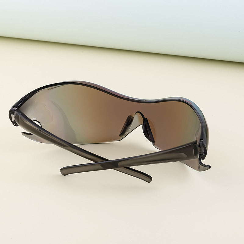Europe and America Y2K Millennium Sports Windproof Colorful Sunglasses Men's Future Technology Style One-piece Sunglasses Women's Wholesale