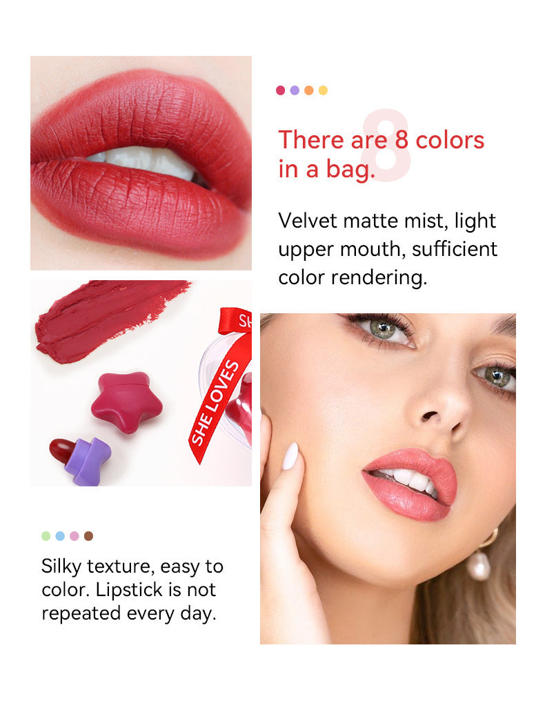 Lucky star8Color Little Star Lipstick Set Matte Velvet Lipstick Gift Box