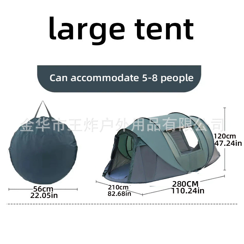 Outdoor Fully Automatic Camping Tent Sun Protection Portable Hand Throw Beach Tent5-8Military Green Boat-Shaped Tent