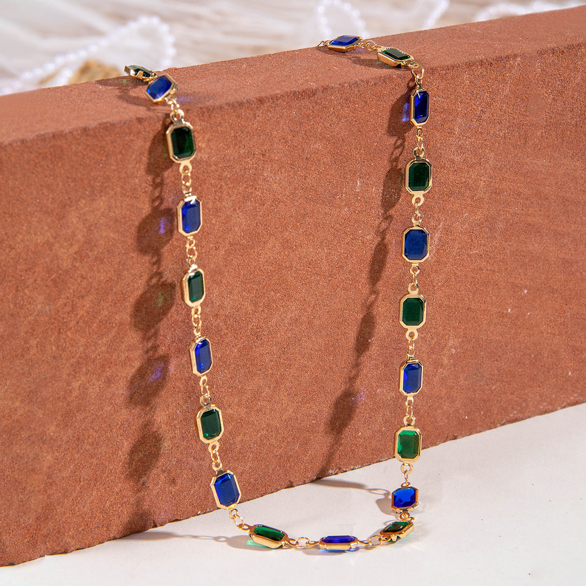 Simple Colorful Beaded Tassel y Chain Necklace Elegant Versatile Diamond-Studded Sweater Chain Jewelry