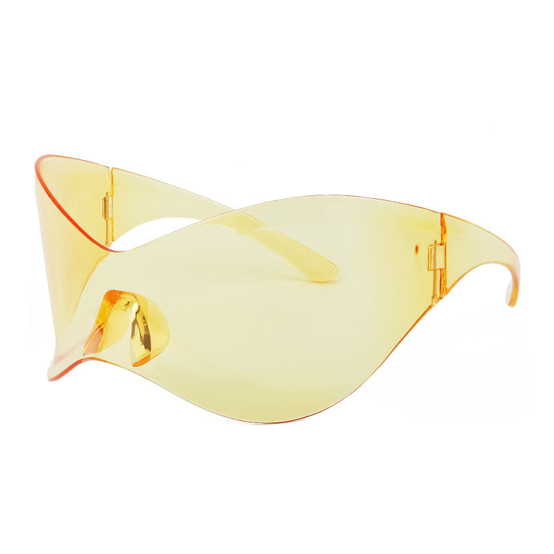 European and American Large Frame Sunglasses for Women, Trendy UV Protection Glasses with a High-End Feel Y2K Millennium Frameless Cycling Sunglasses for Men