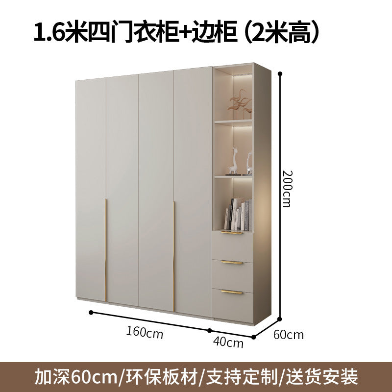 Cream Style Solid Wood Wardrobe Modern Simple Bedroom Storage Cabinet One Door to Ceiling Economical Small Apartment Home Large Wardrobe