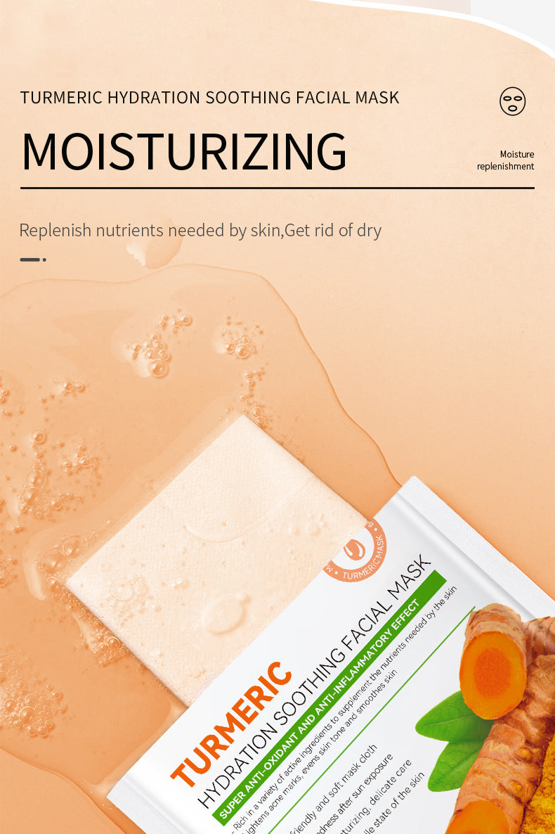 Full English Turmeric Mask SADOER Hydrating and Moisturizing Facial Mask Sheets  Foreign Trade Live Wholesale