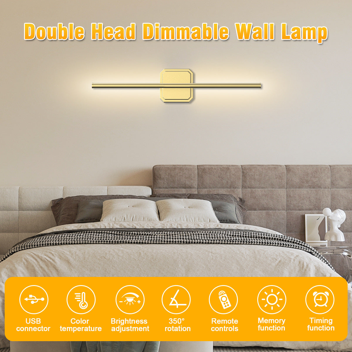 Rechargeable Two-tone Wall Lamp Indoor Wall Lamp Bedroom Bedside Wall Lamp Staircase Wall Lamp No Wiring Wall Lamp Long Strip Wall Lamp