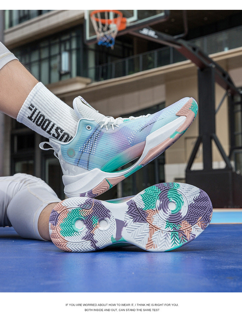 New Trendy Fashion Basketball Shoes Breathable Mesh Sports Shoes High Top Luminous Lightweight Comfortable Men's Sneakers