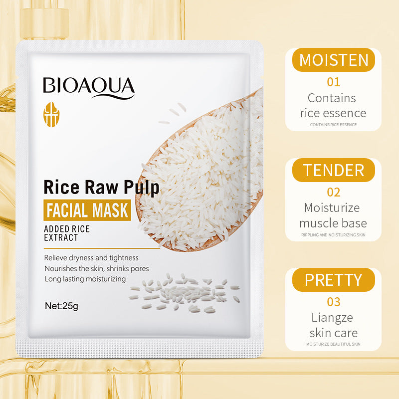 Rice Puree Face Mask BIOAOUA Hydrating Moisturizing Skincare Patch Mask Export Cross-Border