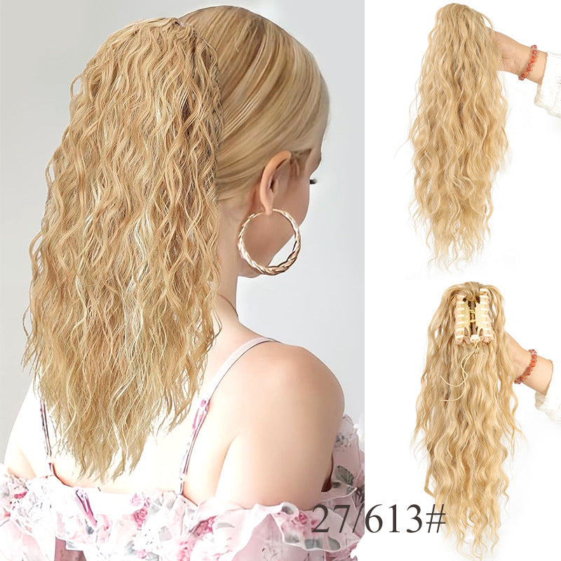 Cross-border Claw Clip Water Ripple Ponytail45cm120g European and American Women's Curly Hair Synthetic Wig Ponytail