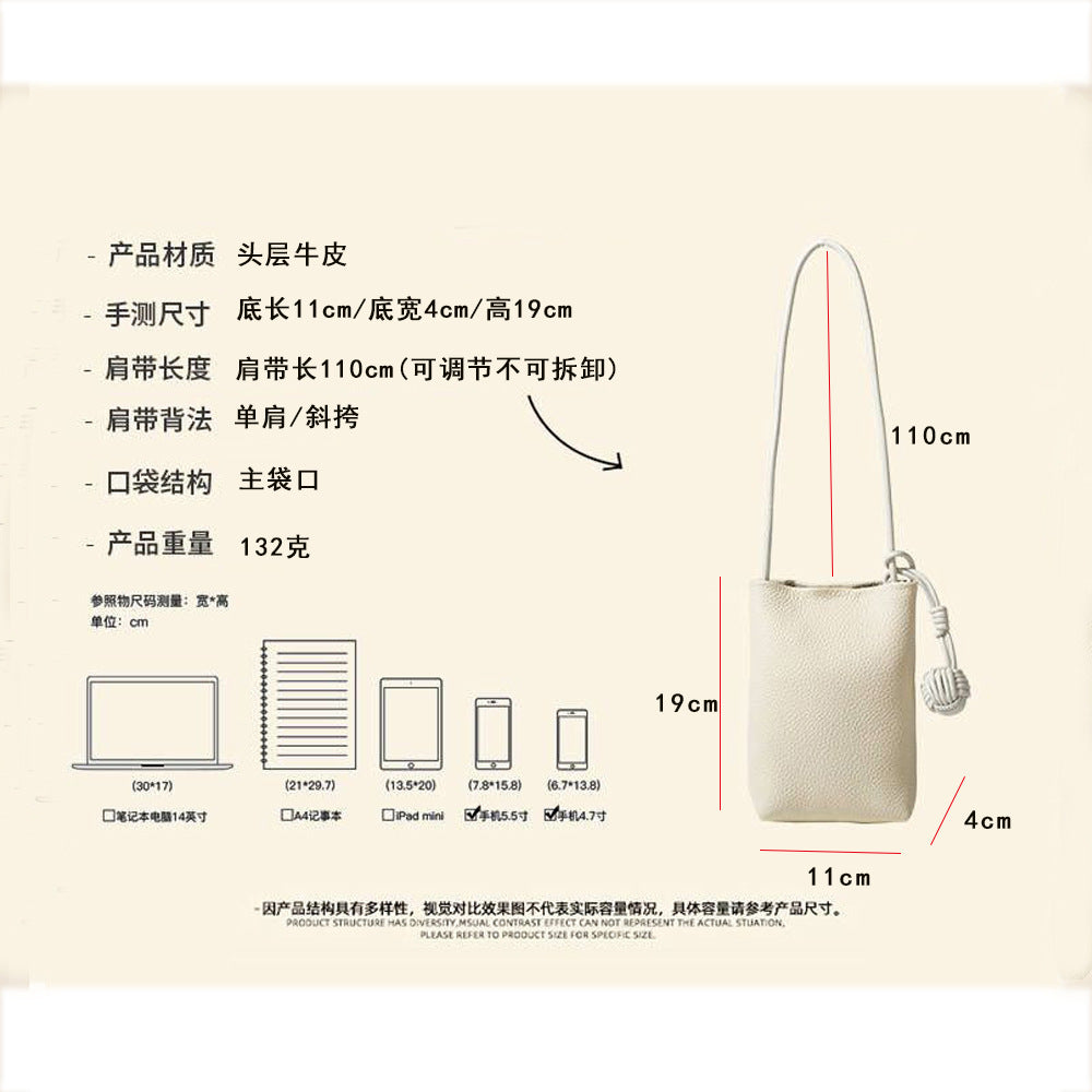 Mini Genuine Leather Phone Bag for Women togo Top Grain Leather Small Square Bag2025New Fashion Simple Versatile Crossbody Bag