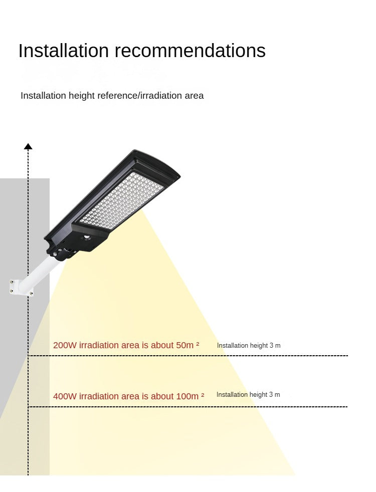 200W 400W Integrated Human Body Sensing Solar Wall Led Street Light
