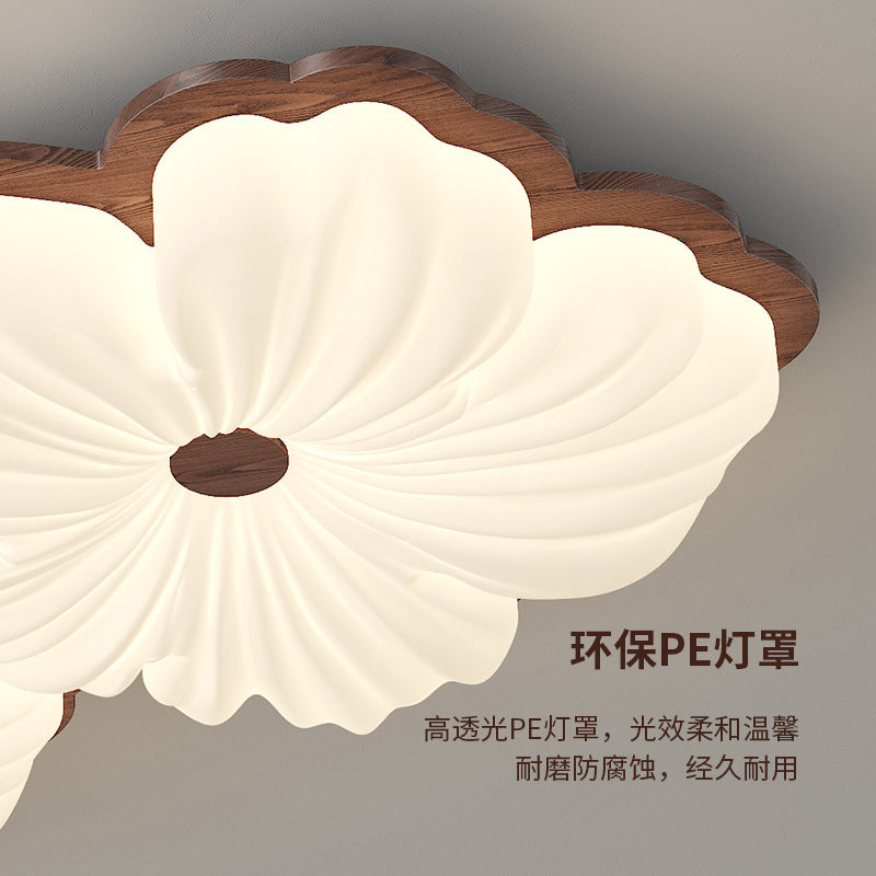 Vintage Cream Style Ceiling Light led Full Spectrum Eye Protection Walnut Wood Living Room Lamp Atmospheric Room Bedroom Lamp