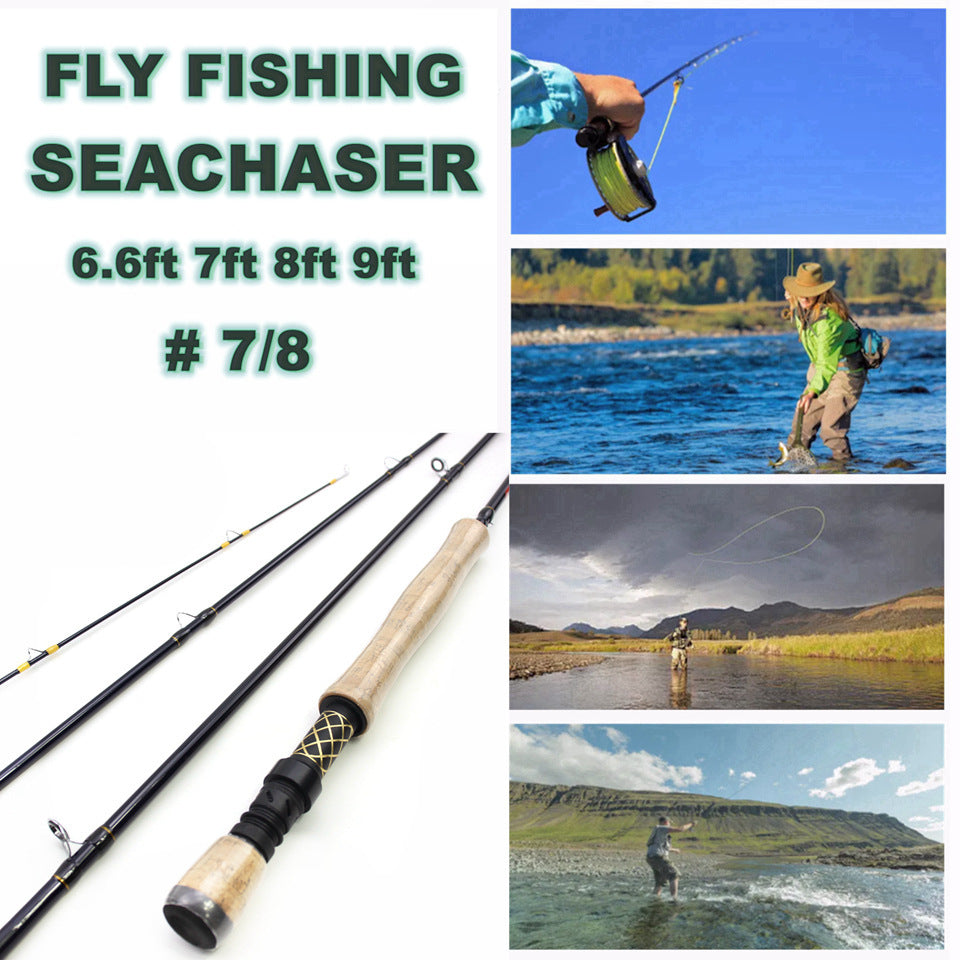 7/8#Carbon Fly Rod4Portable Fly Fishing Rod M Fast Adjustable European and American Style Popular Fishing Rod for Stream Lure Fishing