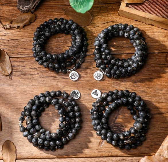 108Pink Quartz Bracelet Lotus Pendant Necklace Bracelet Buddhist Bead Necklace Factory Direct Sale