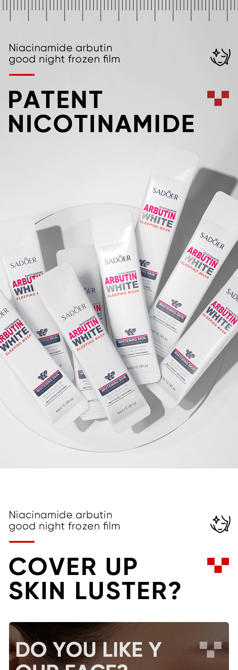 Aloe Vera Good Night Freeze Mask Strip Pack SADOER Sleeping Mask No-Rinse Apply-On Cross-Border Foreign Trade Wholesale