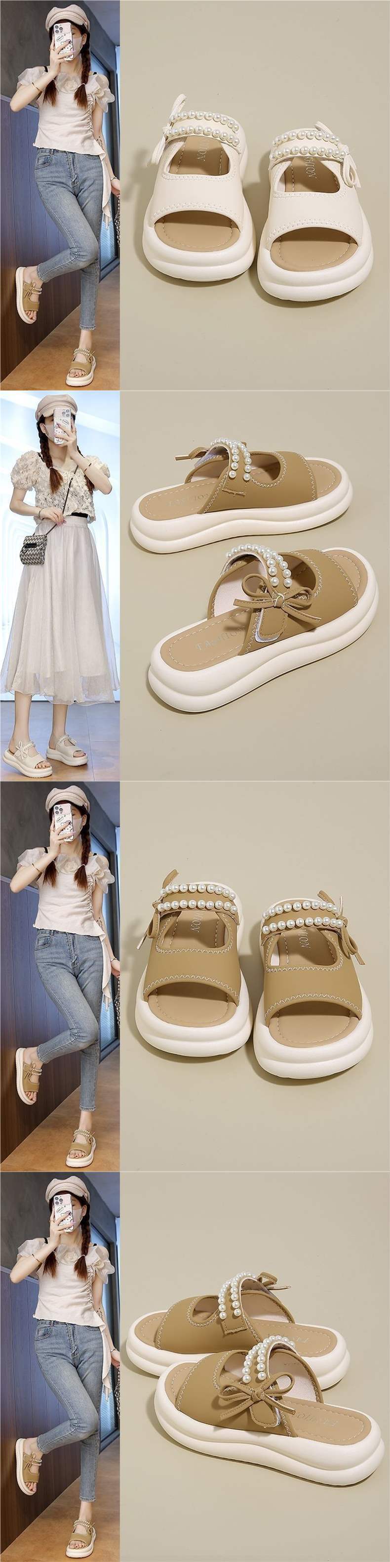 Beautiful Genuine Soft Leather Thick-Soled Women's Summer Slippers2025New style fairy-style outdoor slippers, lightweight and soft