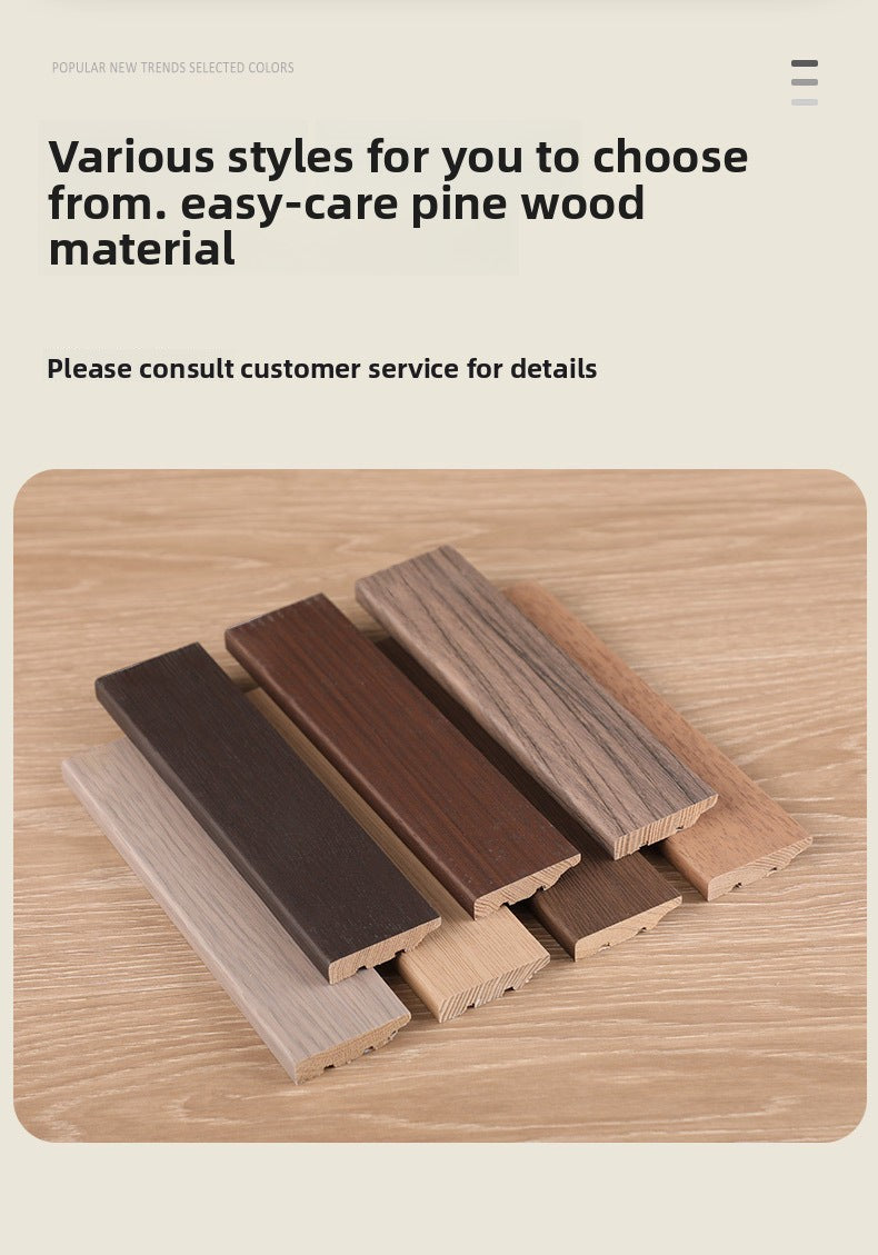 Italian-style ultra-narrow, ultra-thin straight wall molding L Floor skirting is covered to prevent moisture 5.5 Solid wood skirting board